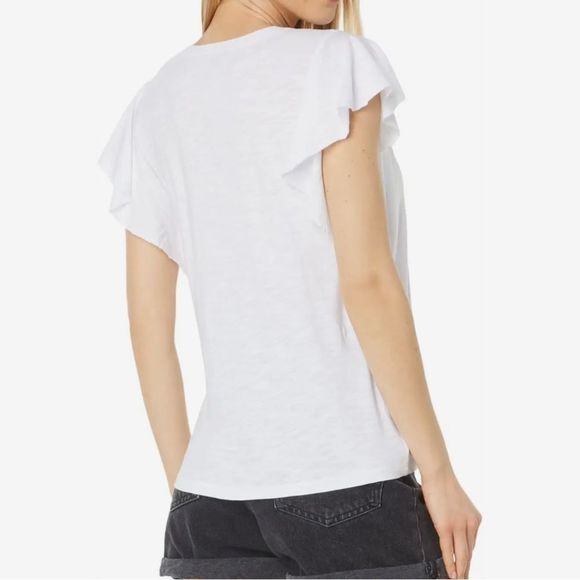 Lilla P Flame Modal White Flutter Sleeve V-Neck!!! - Picture 2 of 9